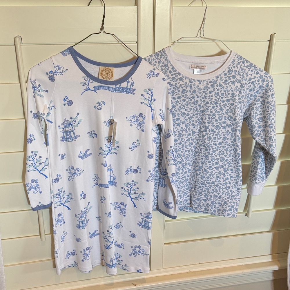 Blue and White Beaufort Bonnet Company girls dress sz 11 and dress size 12